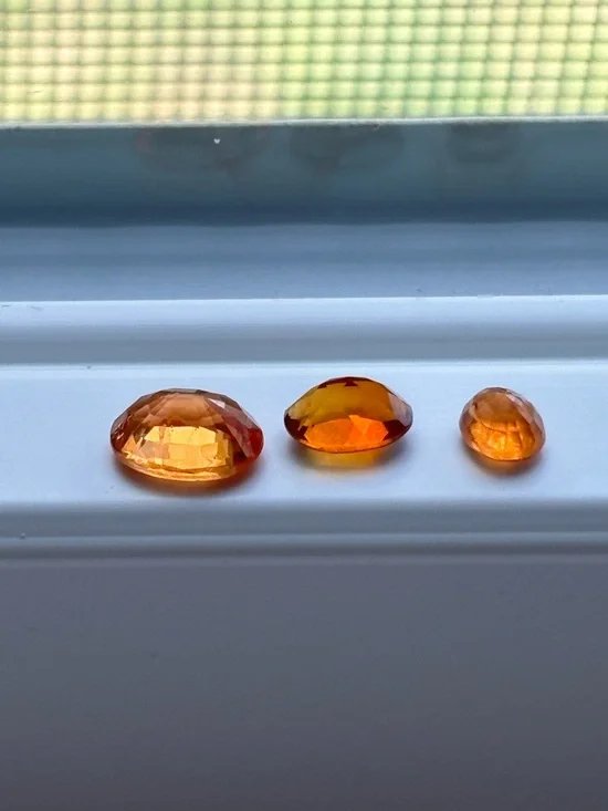 Set of 3 Orange Garnet Gemstones – Oval Faceted Hessonite Garnet Lot Warm Tones - Picture 8 of 15